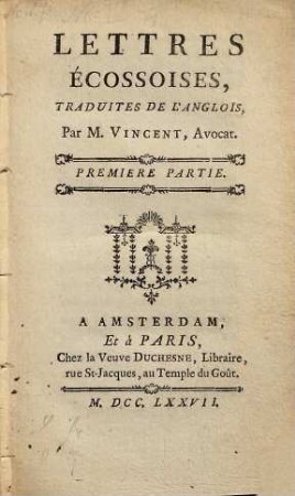 Lettres écossoises : traduites de l'anglois. 1