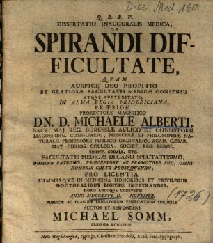 Dissertatio Inauguralis Medica, De Spirandi Difficultate