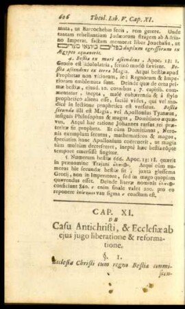 Cap. XI. De Casu Antichristi, & Ecclesiae ab ejus jugo liberatione & reformtione.