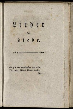 Lieder der Liebe.