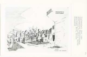 Wohnquartier, Berlin-Charlottenburg (Diplomarbeit bei Willy Kreuer): Gartenraum, Perspektivische Ansicht