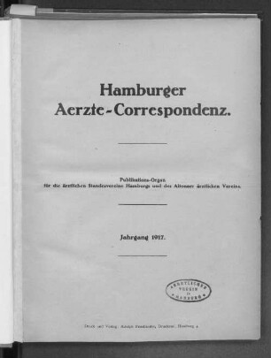 Hamburger Aerzte-Correspondenz.