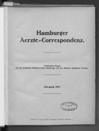 Hamburger Aerzte-Correspondenz.