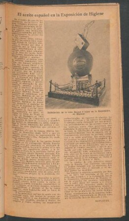 El aceite español en la Exposición de Higiene