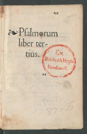Psalmorum liber tertius.