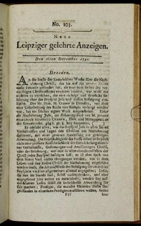 No. 103. Den 26ten December 1791.