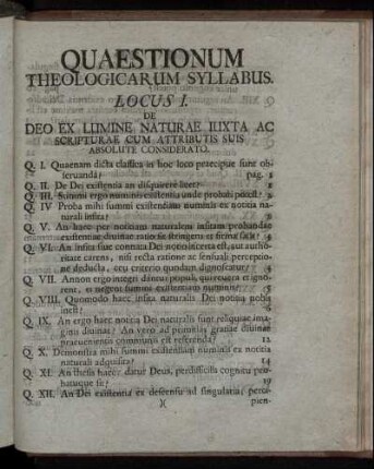 Quaestionum Theologicarum Syllabus.
