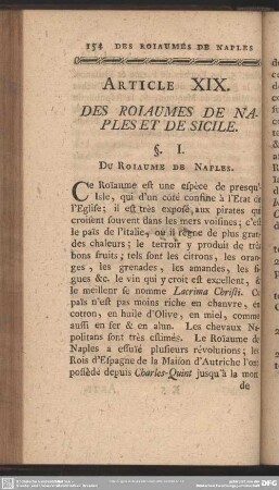 Article XIX. Des Roiaumes De Naples Et De Sicile