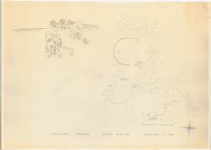 Ehrenmal Eiland, Welun: Lageplan mit Gartenplan 1:5000, perspektivische Ansicht 1:200