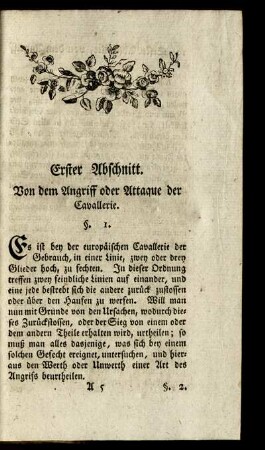 Erster Abschnitt. Von dem Angriff oder Attaque der Cavallerie.
