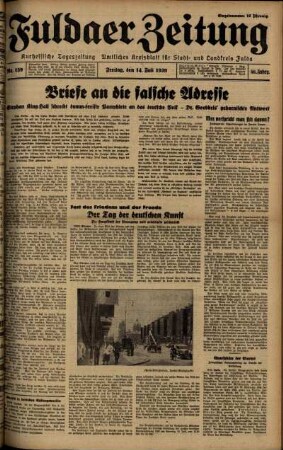 Ausgabe vom Freitag, den 14. Juli 1939.