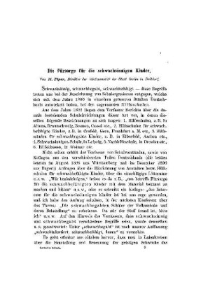 Die Fürsorge für die schwachsinnigen Kinder