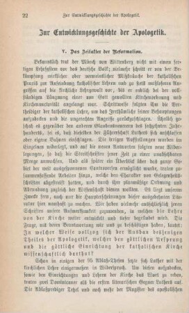 22-38 Zur Entwicklungsgeschichte der Apologetik : V. Das Zeitalter der Reformation