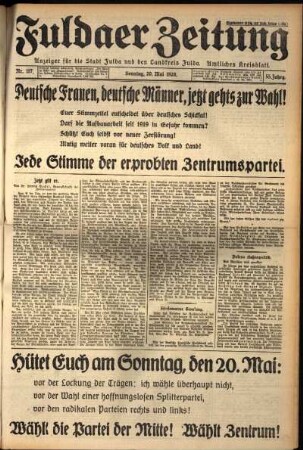 Erste Ausgabe vom Sonntag, den 20. Mai 1928.