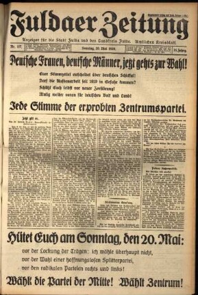 Erste Ausgabe vom Sonntag, den 20. Mai 1928.