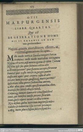 Liber Quartus, Qui Est, De Generatione Hominis Et Organis Ad Eam rem pertinentibus