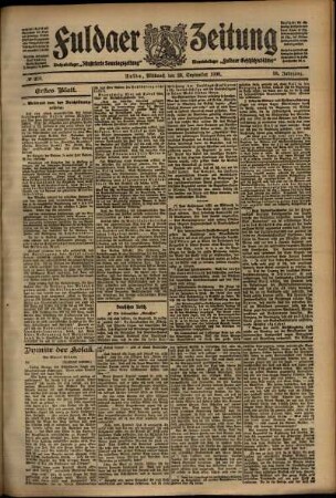 Erste Ausgabe vom Mittwoch, den 23. September 1908.