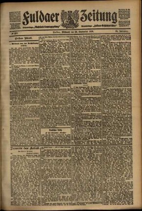 Erste Ausgabe vom Mittwoch, den 23. September 1908.