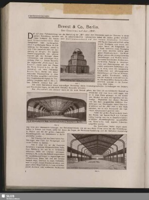 Breest & Co., Berlin. Der Eisenbau auf der "IBA"