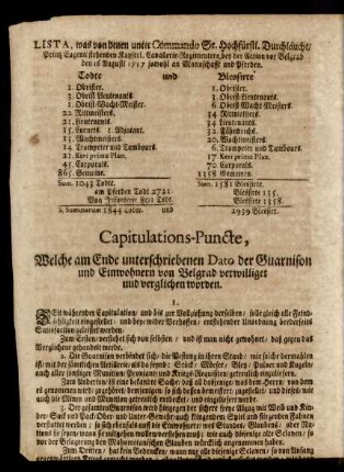 Lista, was von denen unter Commando Sr. Hochfürstl. ...