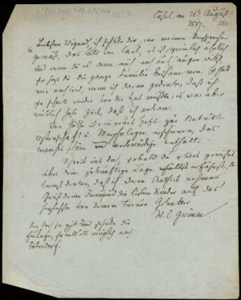 Brief von Wilhelm Grimm an Paul Wigand