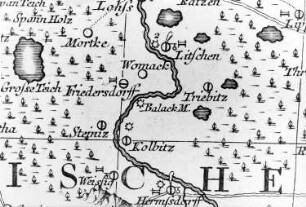 Lohsa-Litschen. Oberlausitzkarte, Schenk, 1759