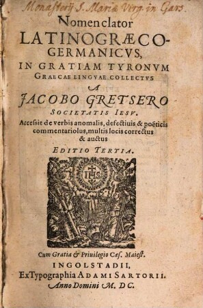 Nomenclator latinograeco-germanicus