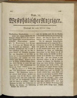 Num. 15. Dienstags, den 19ten Februar. 1799