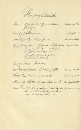 Nachtrags-Liste VII
