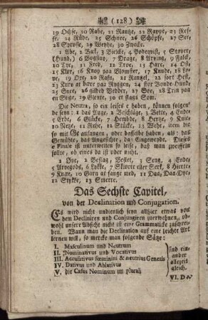 Das Sechste Capitel, von der Declination und Conjugation.