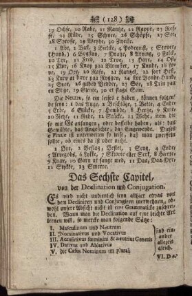 Das Sechste Capitel, von der Declination und Conjugation.