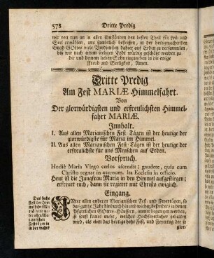 578-580, Innhalt; Vorspruch; Eingang; Vortrag und Abtheilung
