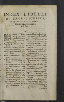 Index libelli de exceptionibus