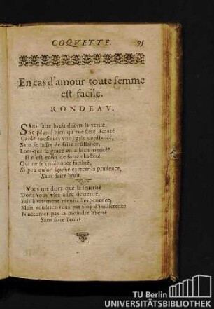 En Cas d'amour toute femme est facile. Rondeav.