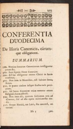 Conferentia Duodecima De Horis Canonicis, eárumque obligatione