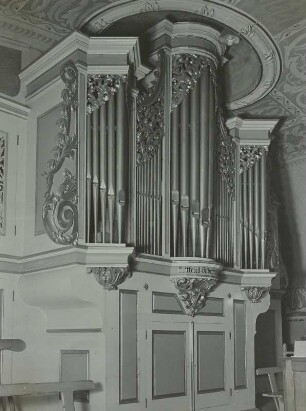 Einmanualige Orgel op. 9, Oberbobritzsch : Silbermann, Gottfried: Einmanualige Orgel I/13 op. 9 (1715/1716; G. Silbermann, Fassung J. C. Buzäus). Bobritzsch-Hilbersdorf-Oberbobritzsch, Dorfkirche St. Nicolai