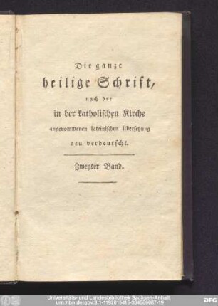 Zweyter Band = zweyter Band: Das alte Testament, oder die Bücher des alten Bundes Gottes mit den Menschen