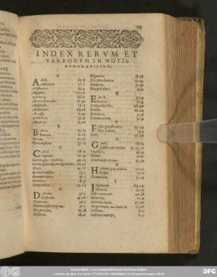 Index Rerum Et Verborum In Notis Memorabilium.
