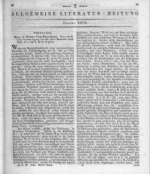 Sack, K. H.: Vom Worte Gottes. Eine christliche Verständigung. Bonn: Weber 1825