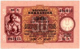 Geldschein, 50 Lire, 14.9.1944