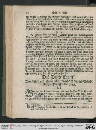 Das Dritte Capitel: Von denen am Kaiserlichen Reichs-Cammer-Gericht […]