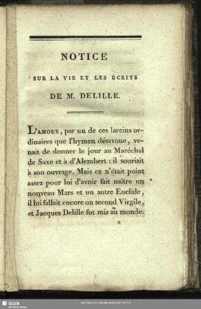 Notice Sur La Vie Et Les Écrits De M. Delille