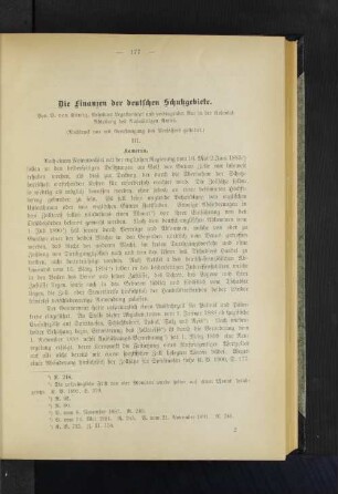 Die Finanzen der deutschen Schutzgebiete.