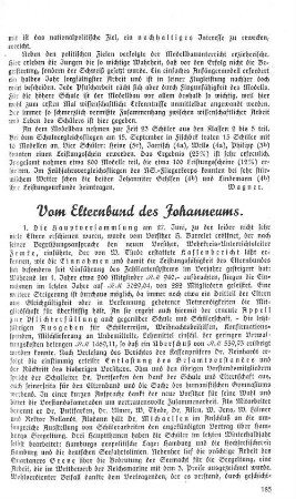 Vom Elternbund des Johanneums.