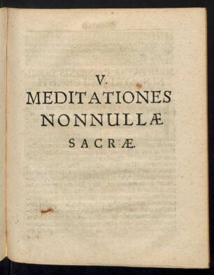 V. Meditationes Nonnullae Sacrae.