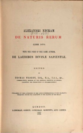 Alexandri Neckam De naturis rerum : libri duo