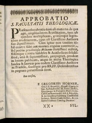2r-2r, Approbatio S. Facultatis Theologicae.