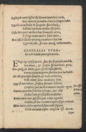 Generales Tuendae valetudinis praeceptiunculae.