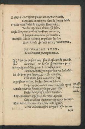 Generales Tuendae valetudinis praeceptiunculae.