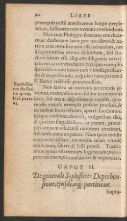 Caput II. De generali Sophistices Deprehensione, eiusdemq[ue] partitione.